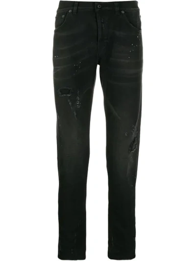 Dondup Distressed Straight Jeans In Black