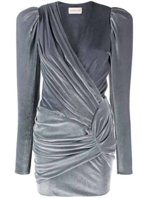 Alexandre Vauthier Wrap Front Dress In Steel | ModeSens
