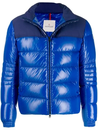 Moncler Hooded Padded Jacket In Blue