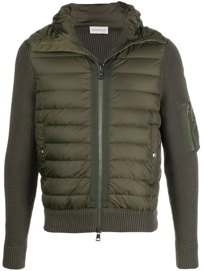 Moncler Padded-front Hooded Jacket In Green