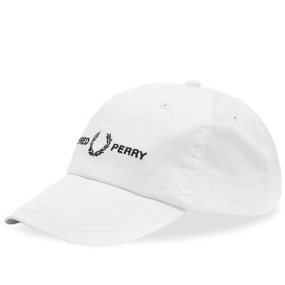 Fred Perry Branded Baseball Cap White