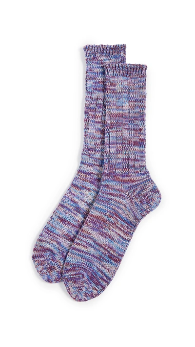 Anonymous Ism 5 Color Mix Crew Socks In Purple
