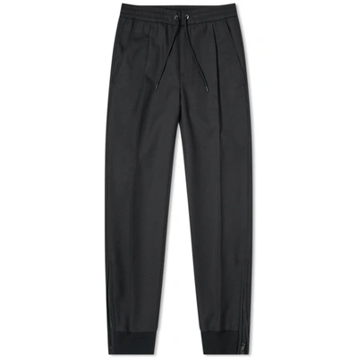 Moncler Wool Zip Drawstring Pant In Black