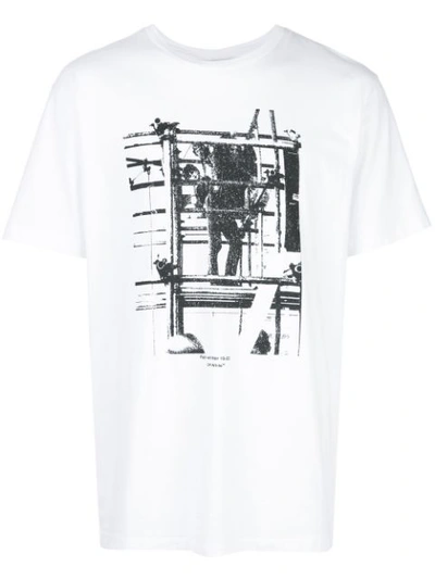 Off-white Slim-fit Printed Cotton-jersey T-shirt In White