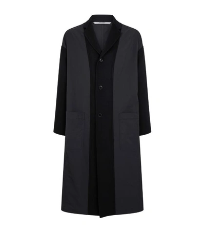 Valentino Oversized Shell-panelled Virgin Wool And Cashmere-blend Coat In Black