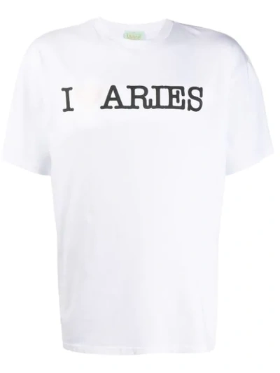 Aries Logo-print Cotton-jersey T-shirt In White