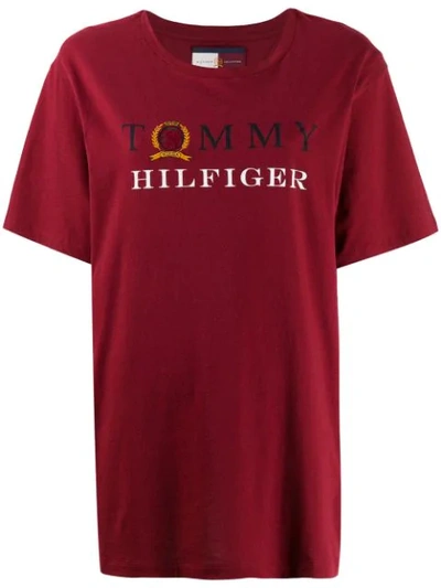 Tommy Hilfiger Logo Print T-shirt In Red