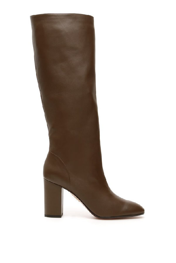 Aquazzura Boogie 85 Leather Knee-high Boots In Brown | ModeSens