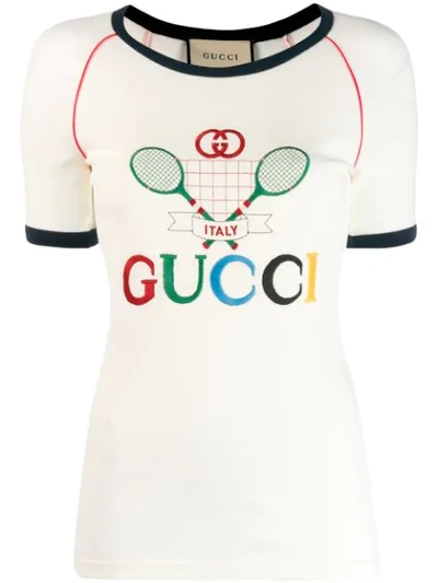 Gucci Embroidered Cotton-jersey T-shirt In White