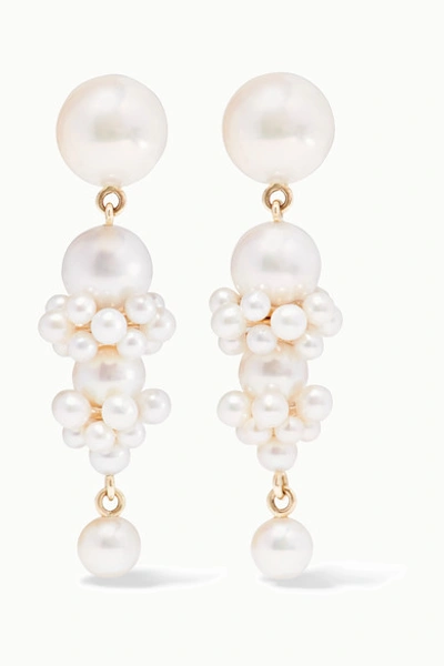 Sophie Bille Brahe + Cecilie Bahnsen Tulip 14-karat Gold Pearl Earrings