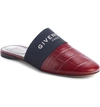 Givenchy Bedford Flat Croco Mules With Logo Elastic In Paprika