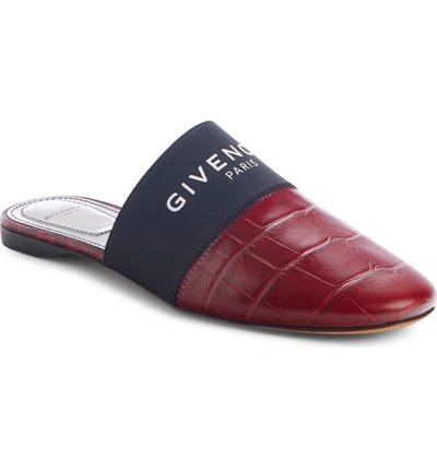 Givenchy Bedford Flat Croco Mules With Logo Elastic In Paprika