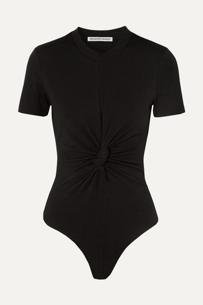 Alexander Wang T Twisted Stretch-cotton Jersey Thong Bodysuit In Black