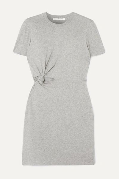 Alexander Wang T Twisted Cutout Stretch-cotton Jersey Mini Dress In Light Gray