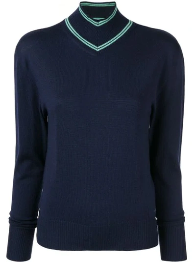 Maggie Marilyn Make A Difference Striped Merino Wool Turtleneck Jumper In Midnight Meadow