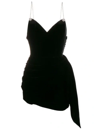 Magda Butrym Mana Embellished Draped Velvet Mini Dress In Black