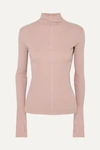 Helmut Lang Ribbed Cotton Turtleneck Sweater In Pink