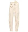 Ulla Johnson Storm Belted Paneled High-rise Tapered Jeans In Ecru