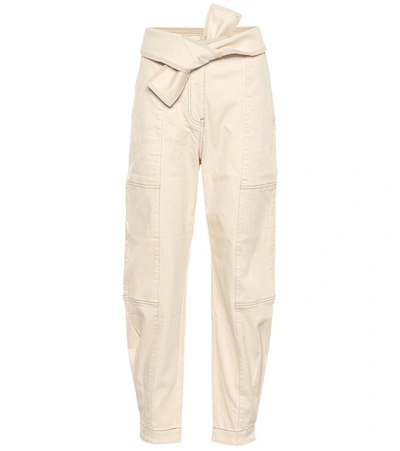 Ulla Johnson Storm Belted Paneled High-rise Tapered Jeans In Ecru