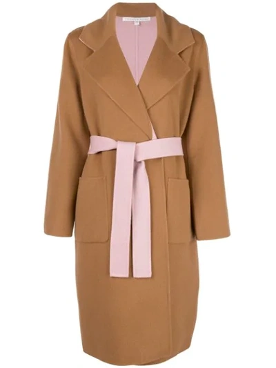Veronica Beard Lyonia Belted Two-tone Wool And Cashmere-blend Coat In Neutrals