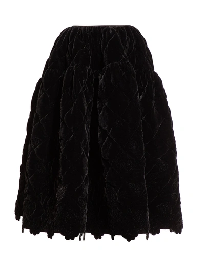 Cecilie Bahnsen Rosie Quilted Velvet Midi Skirt In Black