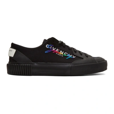 Givenchy Rainbow Logo Canvas & Leather Sneakers In Black