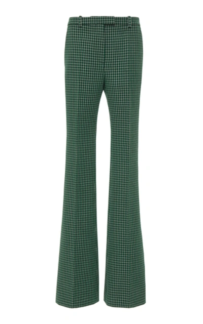 Givenchy Checked Wool-crepe Straight-leg Pants In Green