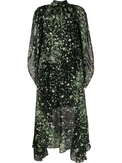Givenchy Floral-print Silk-georgette Maxi Dress In Black