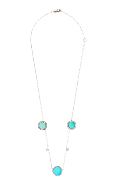 Mindi Mond Turquoise Old Cut Diamond Disk Necklace In Blue