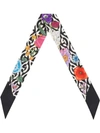 Gucci Silk Neck Bow With Flora And G Rhombus Print In Black