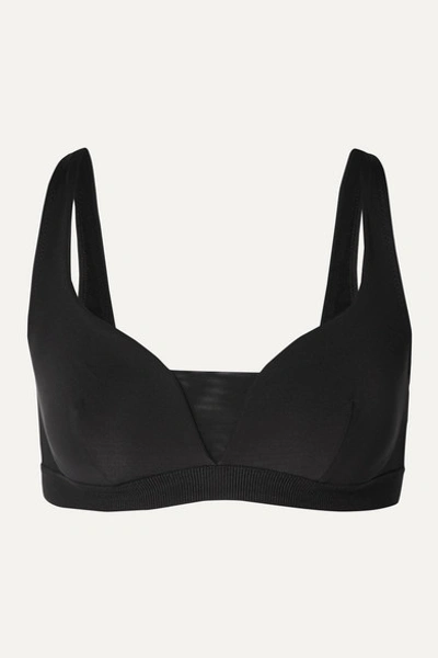 Stella Mccartney Mesh-trimmed Underwired Bikini Top In Black