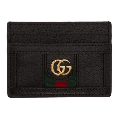 Gucci Black Ophidia Card Holder In Nero/ Vert Red Vert
