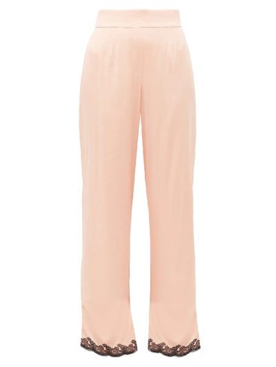 Agent Provocateur Amelea Lace-trimmed Silk-blend Pyjama Trousers In Black Pink