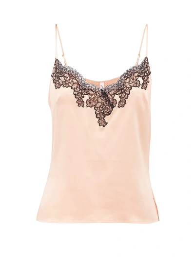 Agent Provocateur Amelea Lace-trimmed Silk-blend Camisole In Pink Black