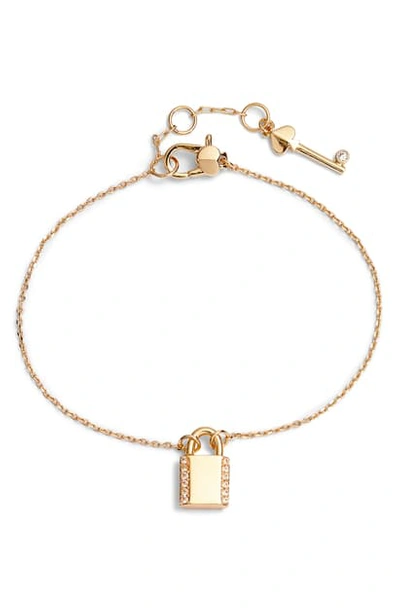 Kate Spade Kate Sapde New York Pave Lock Solitaire Bracelet In Clear/ Gold