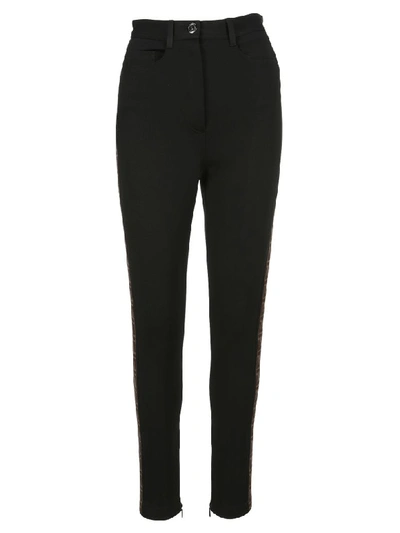 Fendi Logo Stripe Tailored Trousers In Black