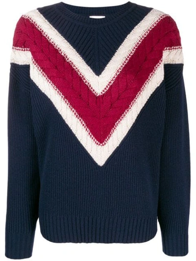 See By Chloé See By Chloe Cable Knit Sweater In Blue Brick