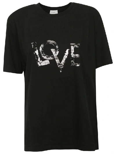 Saint Laurent Love T-shirt In Black/silver