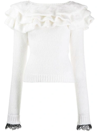 Philosophy Di Lorenzo Serafini Ruffled Sweater In White