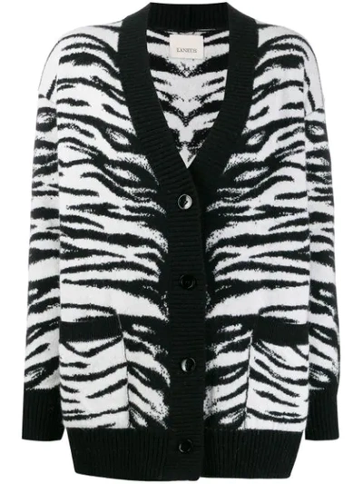 Laneus Zebra Pattern Cardigan In Black/grey