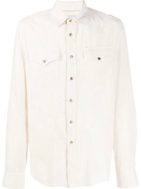 Brunello Cucinelli Long Sleeved Shirt In C6120 Off White | ModeSens