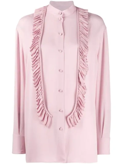 Valentino Ruffle Front Blouse In Pink