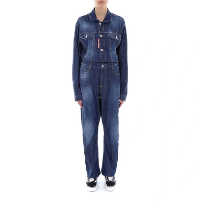 Dsquared2 Belted Boilersuit In Blue