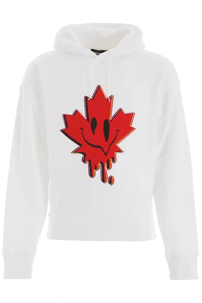 Dsquared2 Maple Leaf Hoodie In White