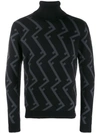 Fendi Ff Turtle Neck Sweater In Black