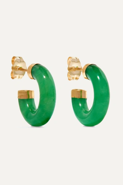 Loren Stewart Stone Gold Jade Hoop Earrings