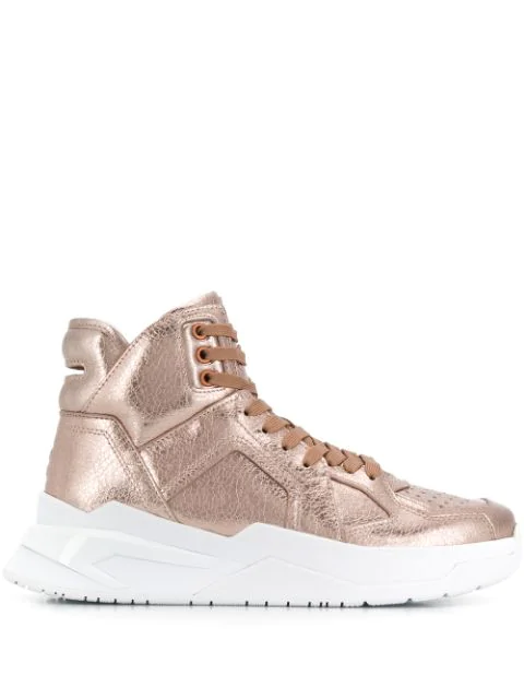 metallic high top sneakers