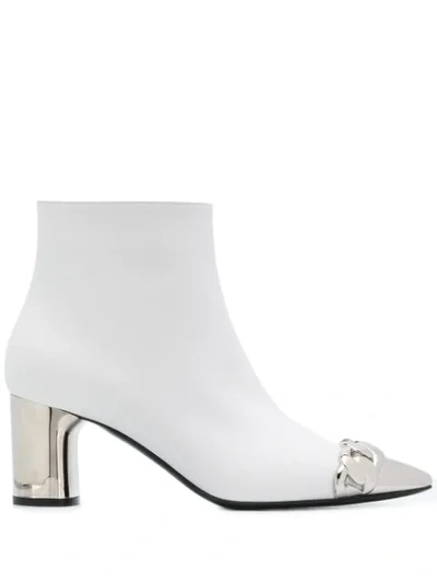 Casadei Agyness Leather Ankle Boot In White Colour