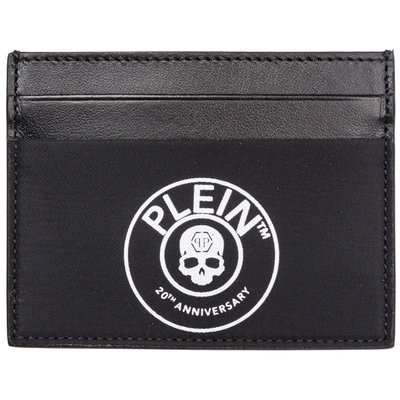 Philipp Plein Men's Genuine Leather Credit Card Case Holder Wallet Anniversary 20th In Black