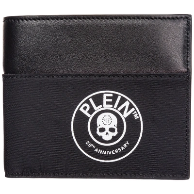 Philipp Plein Men's Genuine Leather Wallet Credit Card Bifold  Anniversary 20th In Black